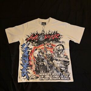 White Graphic Tee with Space Theme